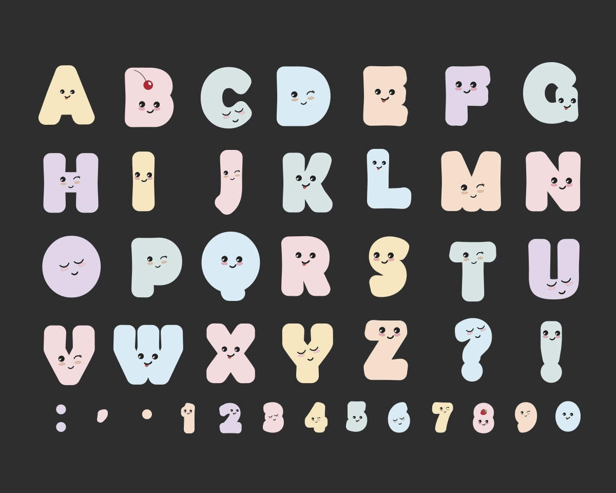 Kawaii Alphabet Svg Kawaii Font Svg Kawaii Letters Svg Etsy | My XXX ...