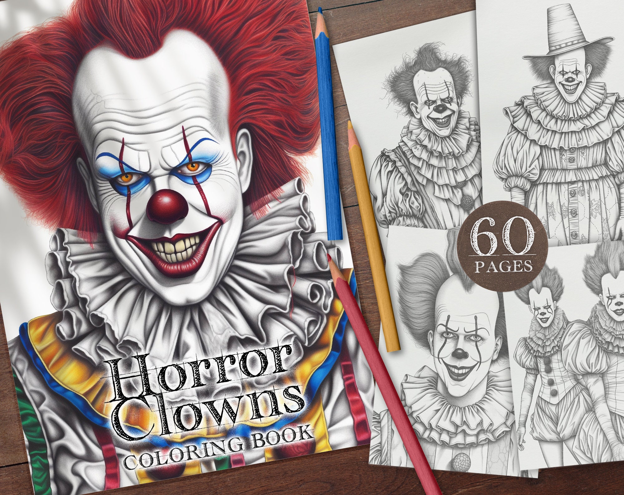 coloring pages of scary clowns