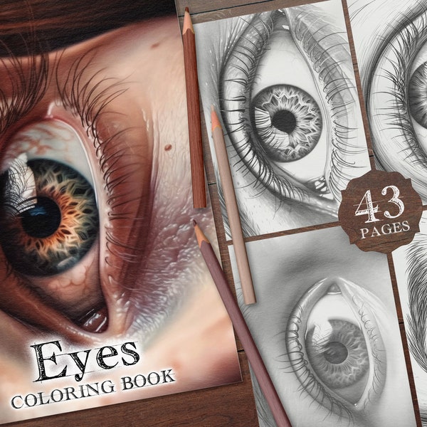 43 Livre de coloriage numérique yeux réalistes, PDF imprimable pour les yeux de femme, Coloriage pour les yeux de l’homme PNG, Oeil de vieil homme, Oeil de vieille femme, Page de coloriage pour les yeux humains
