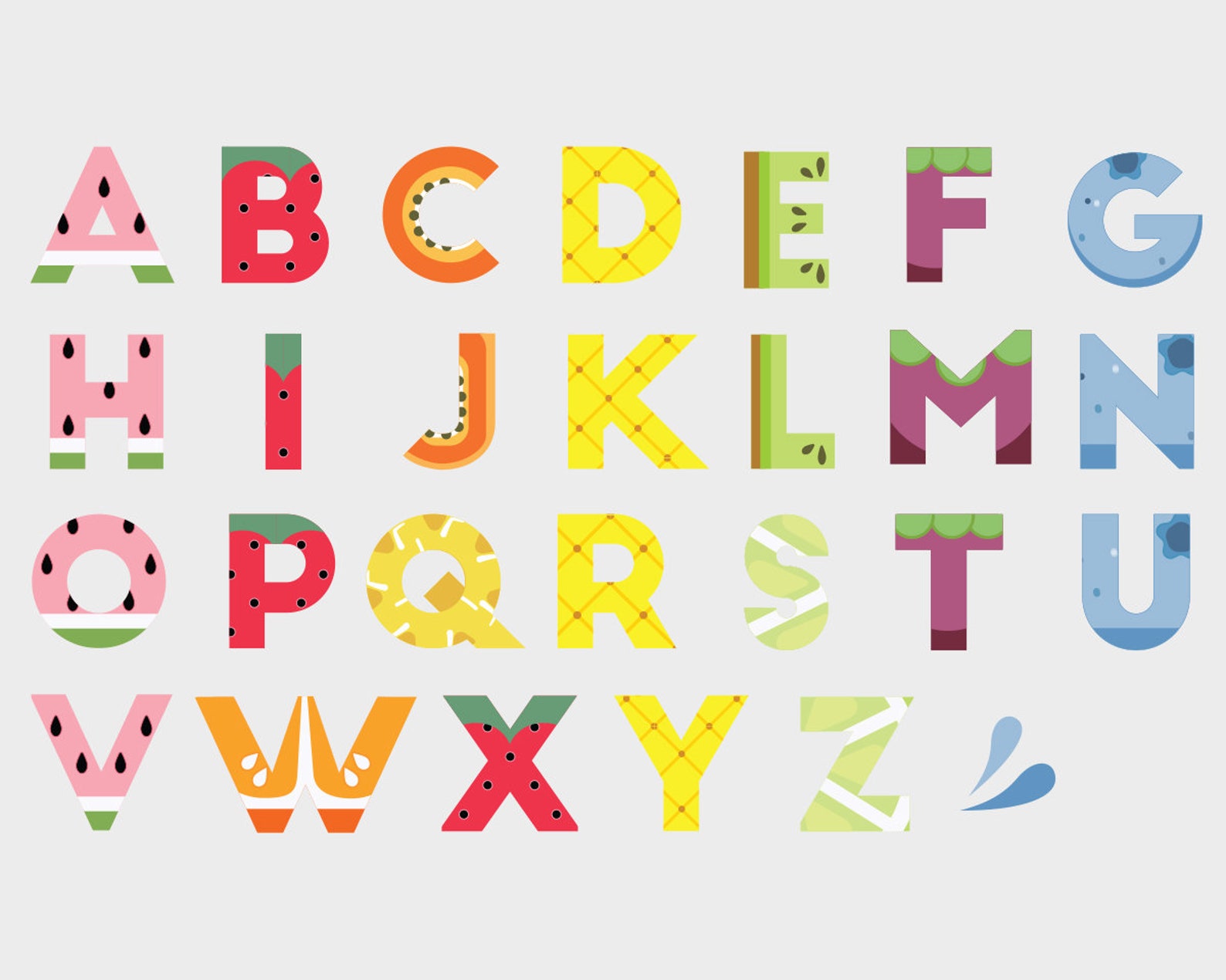 Fruits Alphabet SVG Fruits Letters SVG Fruits Font SVG Etsy
