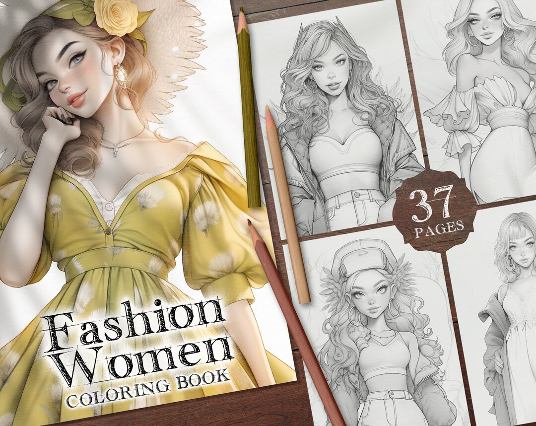 37 Fashion Women Digital Coloring Book, Fashion Model Girls Coloring ...