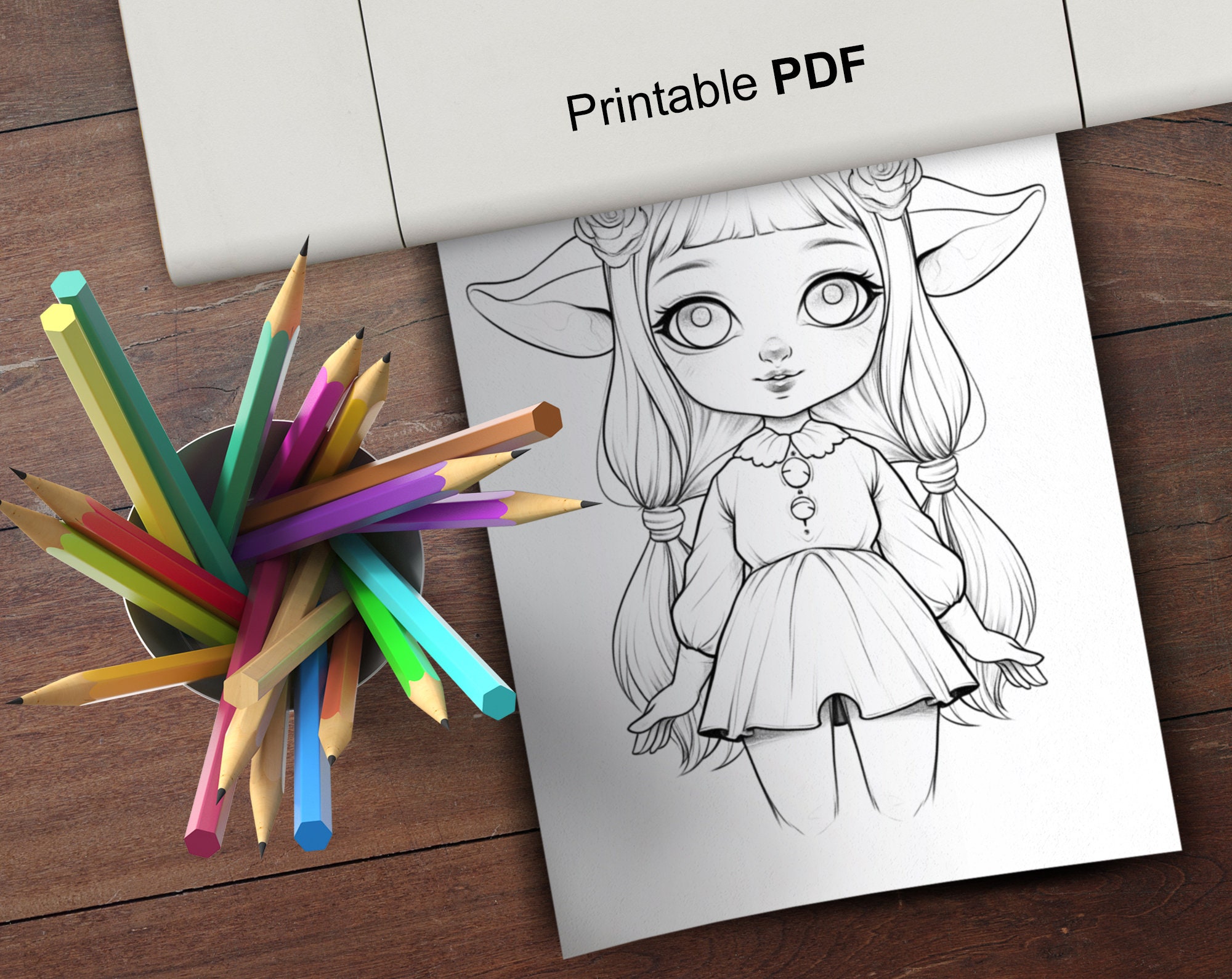 60 Chibi Girls Digital Coloring Book, Chibi Characters Coloring Pages ...