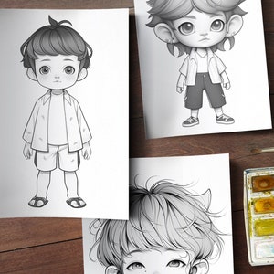 31 Cute Chibi Boys Digital Coloring Book Part 2, Chibi Characters ...
