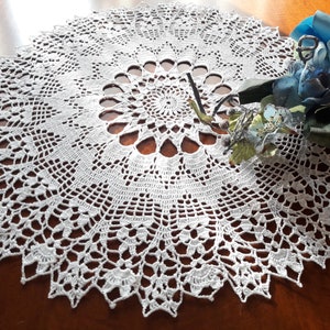 PDF crochet  pattern for round doily 20'' with diagram, easter patterns for download, lace placemat, digital crocheting centerpiece