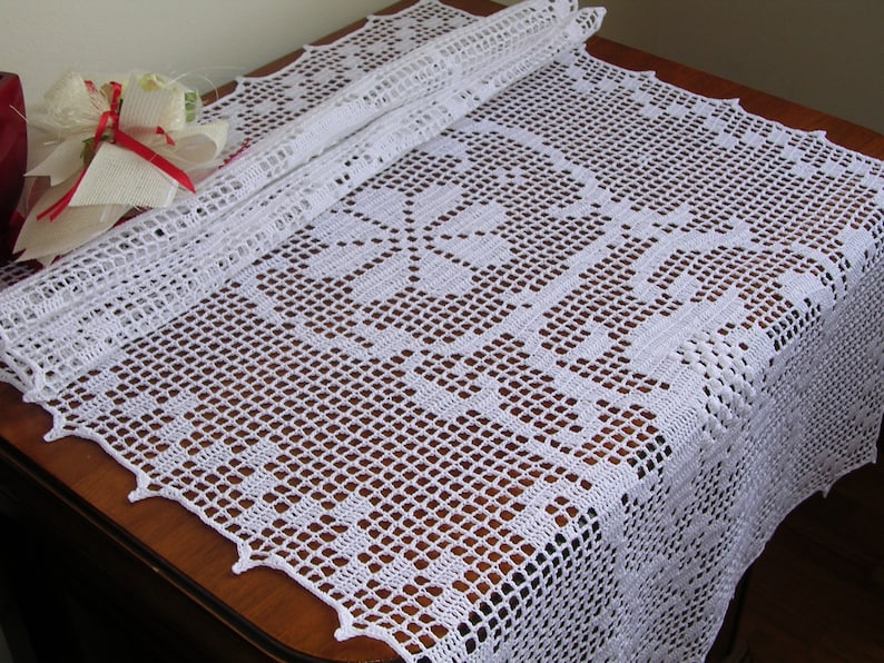 Large Easter Crochet Table Runner Tablecloth Lace Doily Etsy