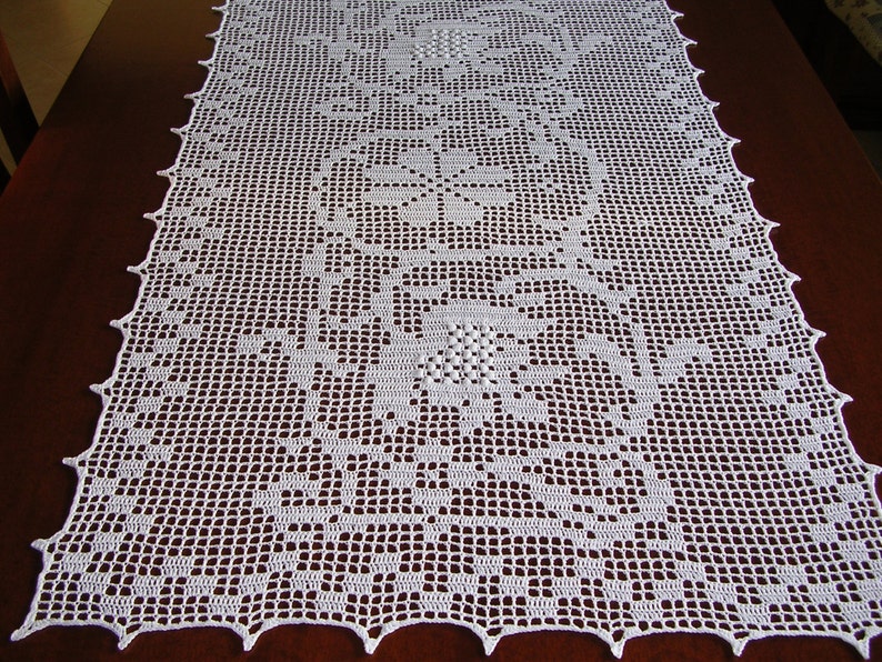 Large Easter Crochet Table Runner Tablecloth Lace Doily Etsy
