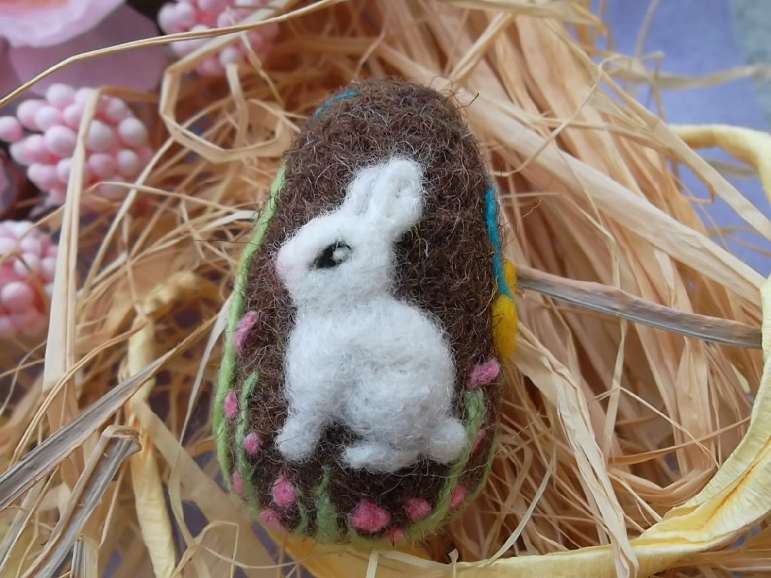 Needle Felted Easter Egg, Bunny Decoration, Rabbit, Felt Animal ...