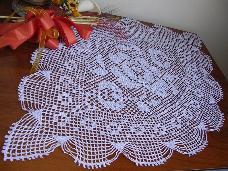 Large Easter Crochet Runner Oval Lace Doily Table Placemat Etsy