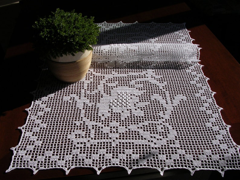 Large Easter Crochet Table Runner Tablecloth Lace Doily Etsy