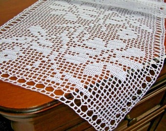 PDF crochet doily pattern, filet table runner 30', diagram stitch instruction for download, easter patterns, lace placemat, centerpiece