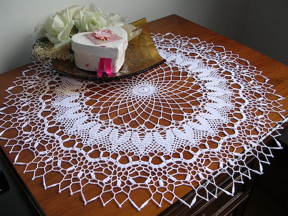 Lace Crochet Tablecloth Large 25 Round Hong Kong Lace Crochet Tablecloth Large, What Is A Table Cover Napperon