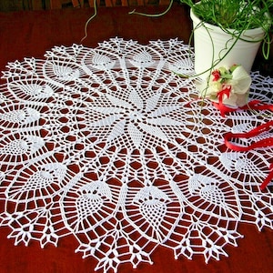 PDF crochet pineapple doily pattern round 25&#39;&#39; US diagram, digital stitch instruction, easter patterns for download placemat, centerpiece