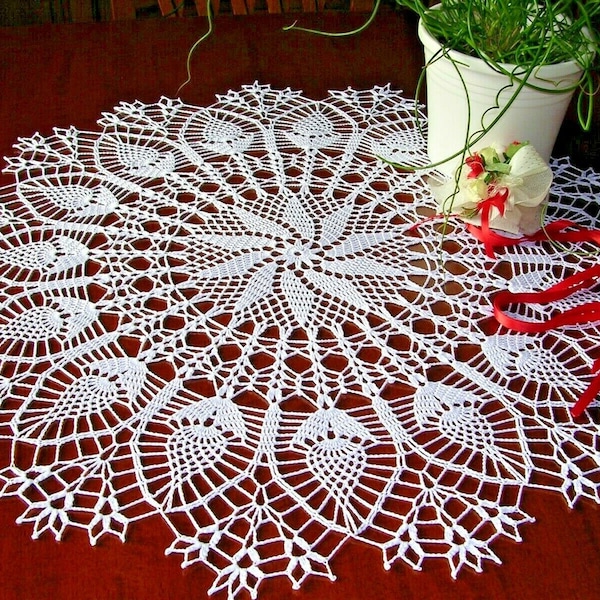 Patron PDF napperon dentelle motif crochet 20'' centre de table rond anglais meuble décoration maison idée cadeau Pâques