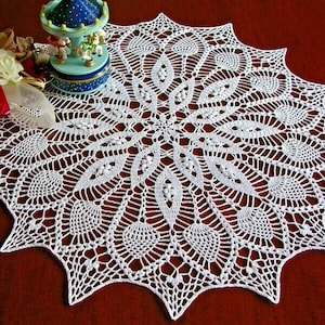 PDF doily crochet pattern pineapple round 25&#39;&#39;centerpiece, easter patterns for download,table lace placemat, tablecloth, digital crocheting