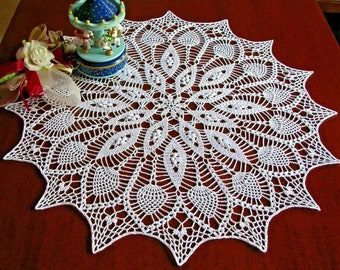 PDF doily crochet pattern pineapple round 25''centerpiece, easter patterns for download,table lace placemat, tablecloth, digital crocheting