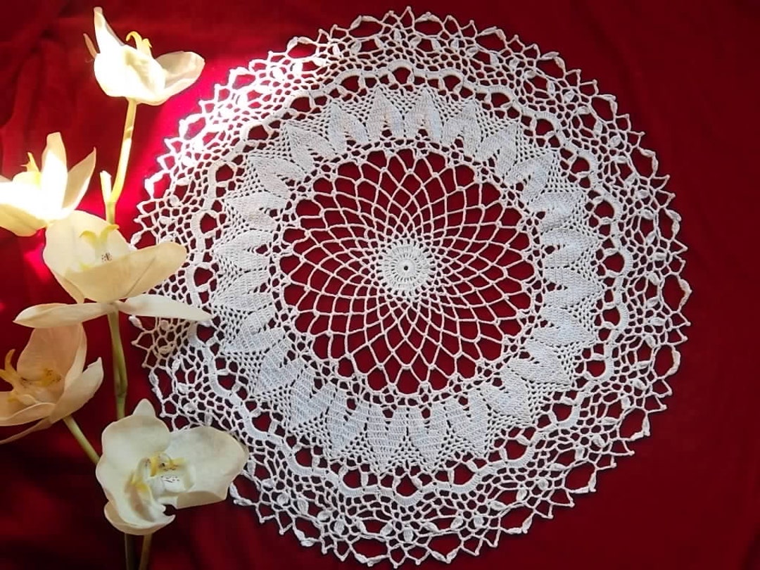 Crochet Lace Doily, Round Easter Tablecloth, Placemat, Table Topper