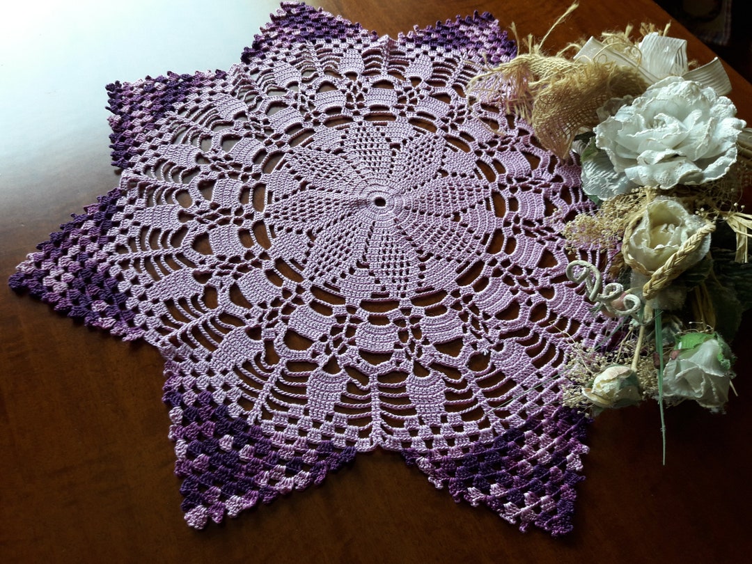 Crochet Round Doily, Pink Yarn Cotton Lace Centerpiece, Easter Gift