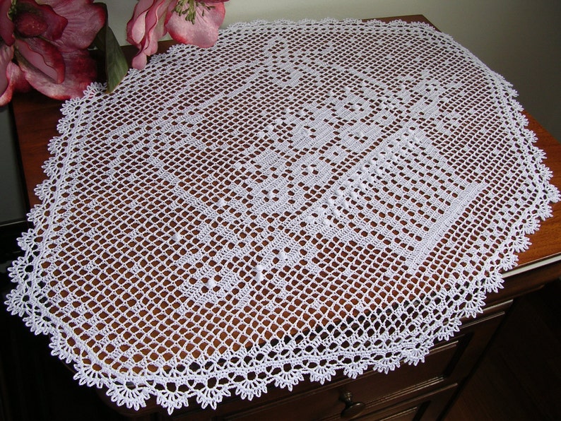 Centrotavola ad uncinetto centro pizzo tovaglietta ad uncinetto fatto a mano di cotone bianco