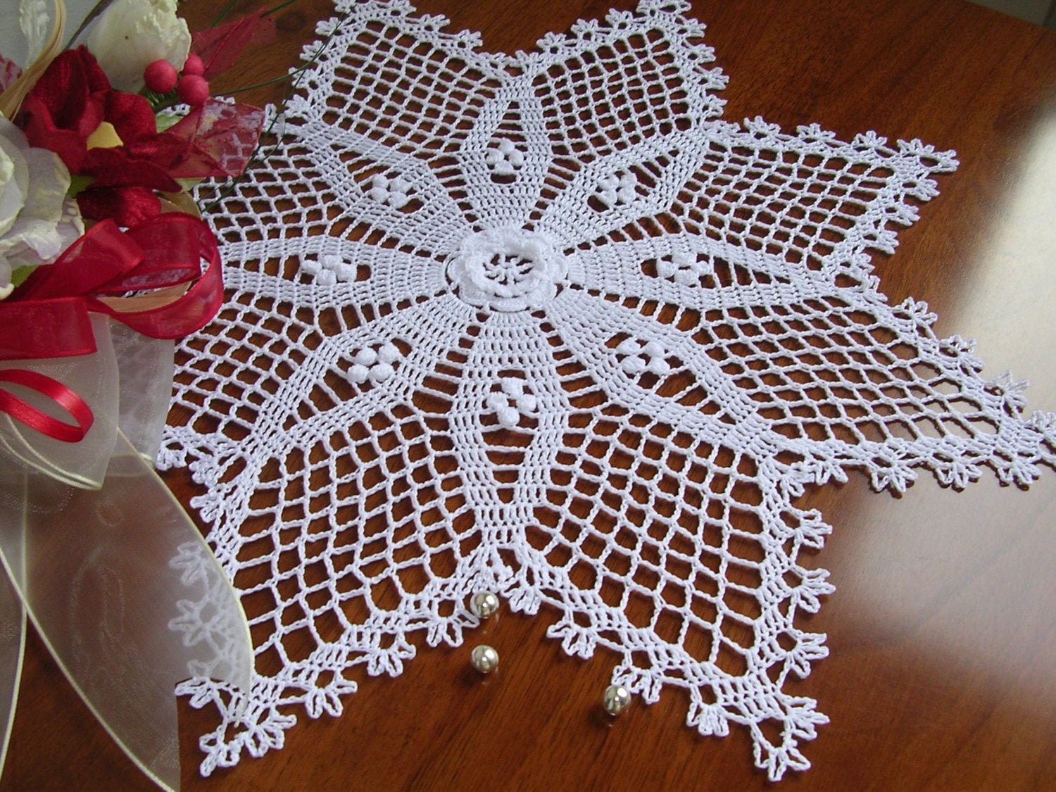 Centro Pizzo Stella Francese Ad Uncinetto Stella Di Natale Etsy