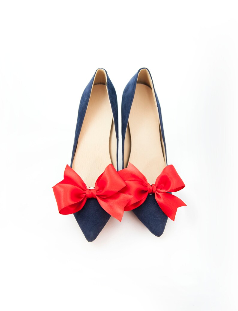 red satin bow shoes