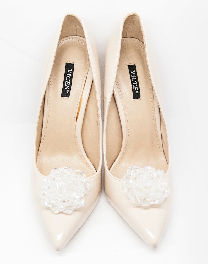 Mififi Shoe Clips White iridescent Beads Ornaments