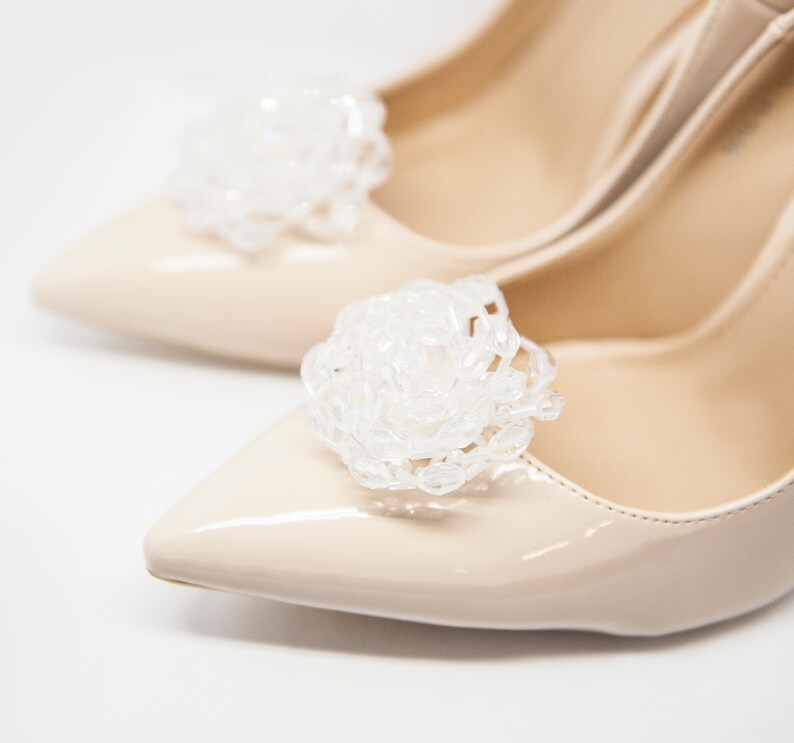 Mififi Shoe Clips White iridescent Beads Ornaments