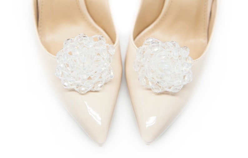 Mififi Shoe Clips White iridescent Beads Ornaments