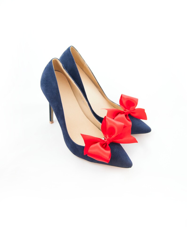 red satin bow shoes