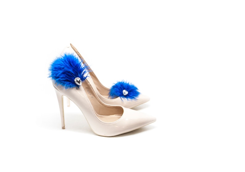 Blue Feathers with crystal- Mififi Shoe Clips Clips for shoes Bride shoes Handmade wedding shoes decorations Wedding shoes decorations