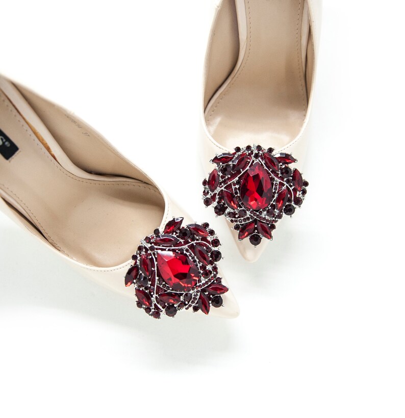 Burgundy Jewelry Decorations Shoe Clips Mififi Bridal Etsy