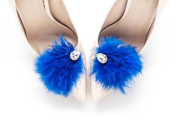 blue feather shoes