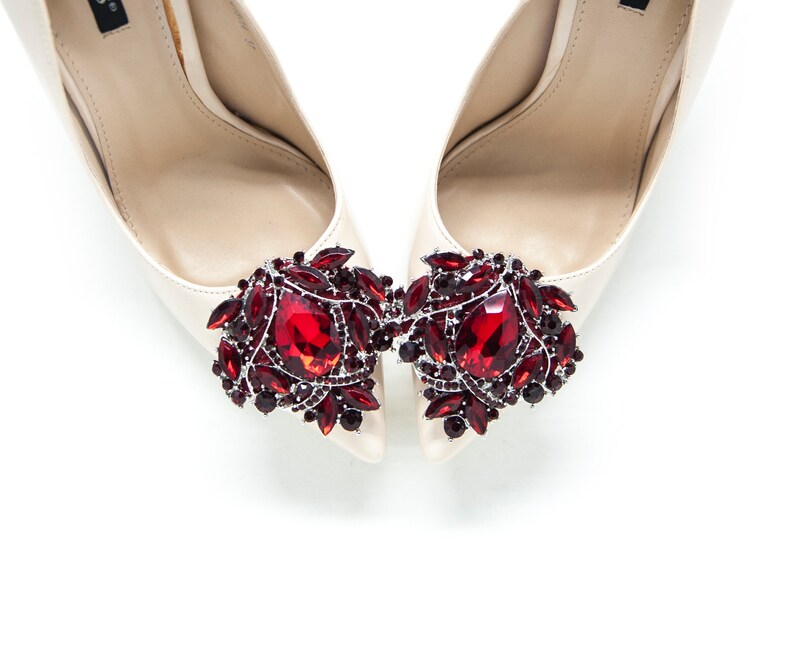 Burgundy Jewelry Decorations Shoe Clips Mififi Bridal Etsy