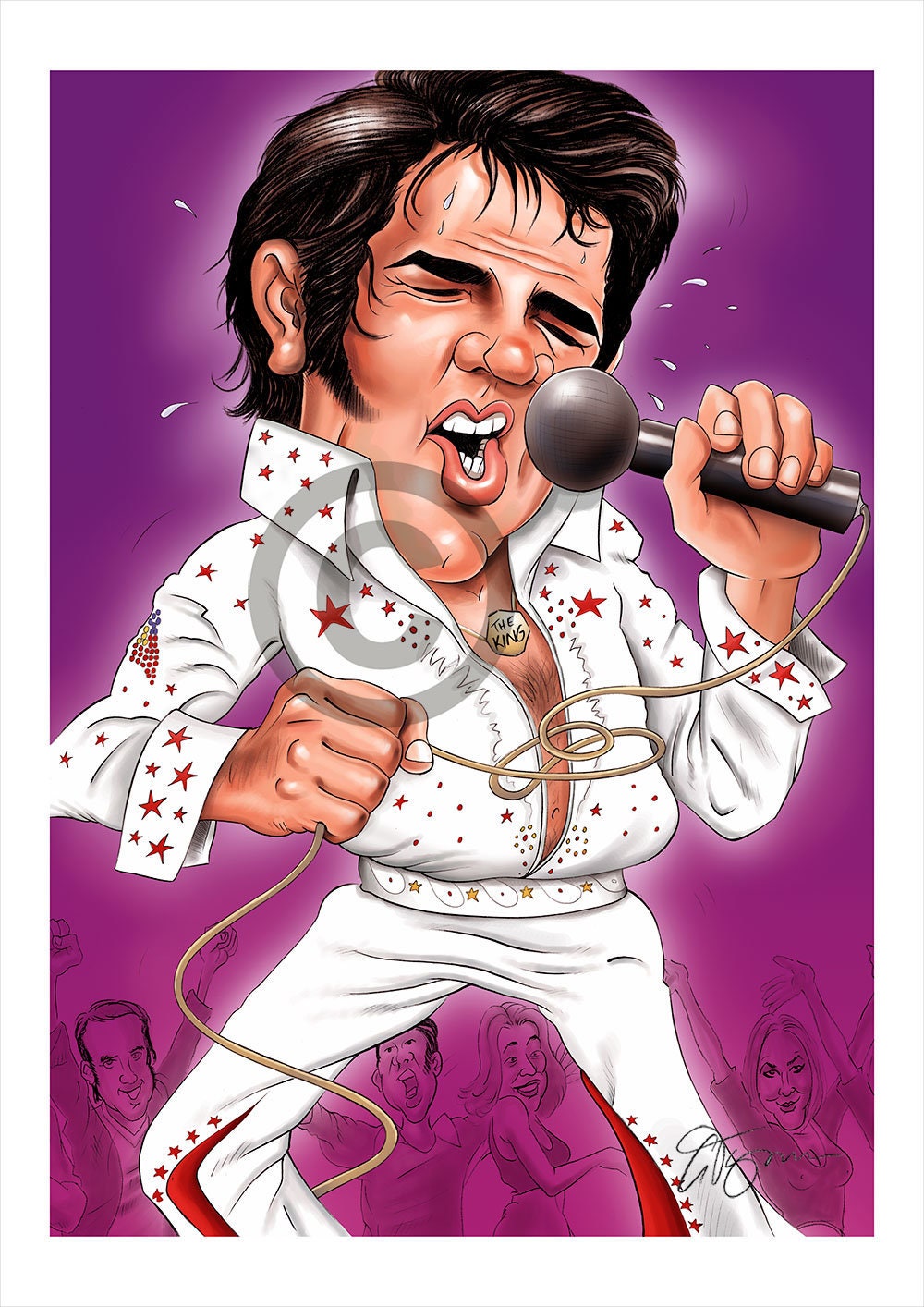 The King ELVIS PRESLEY Caricature Artwork Print Signed by | Etsy Hong Kong