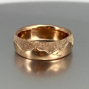6mm Rose Gold Mountain Wedding Ring / Mens Wedding Ring / Unique Mens Ring / Engagement Ring / Mountain Range Ring / 14K or 18K