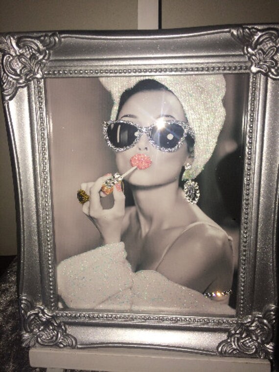 Hepburn Glitter Art picture Framed or Canvas! Girls Night In” A