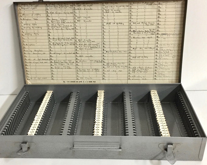 Vintage Metal Slide Box/ Vintage Slide Organizer/ Vintage Etsy