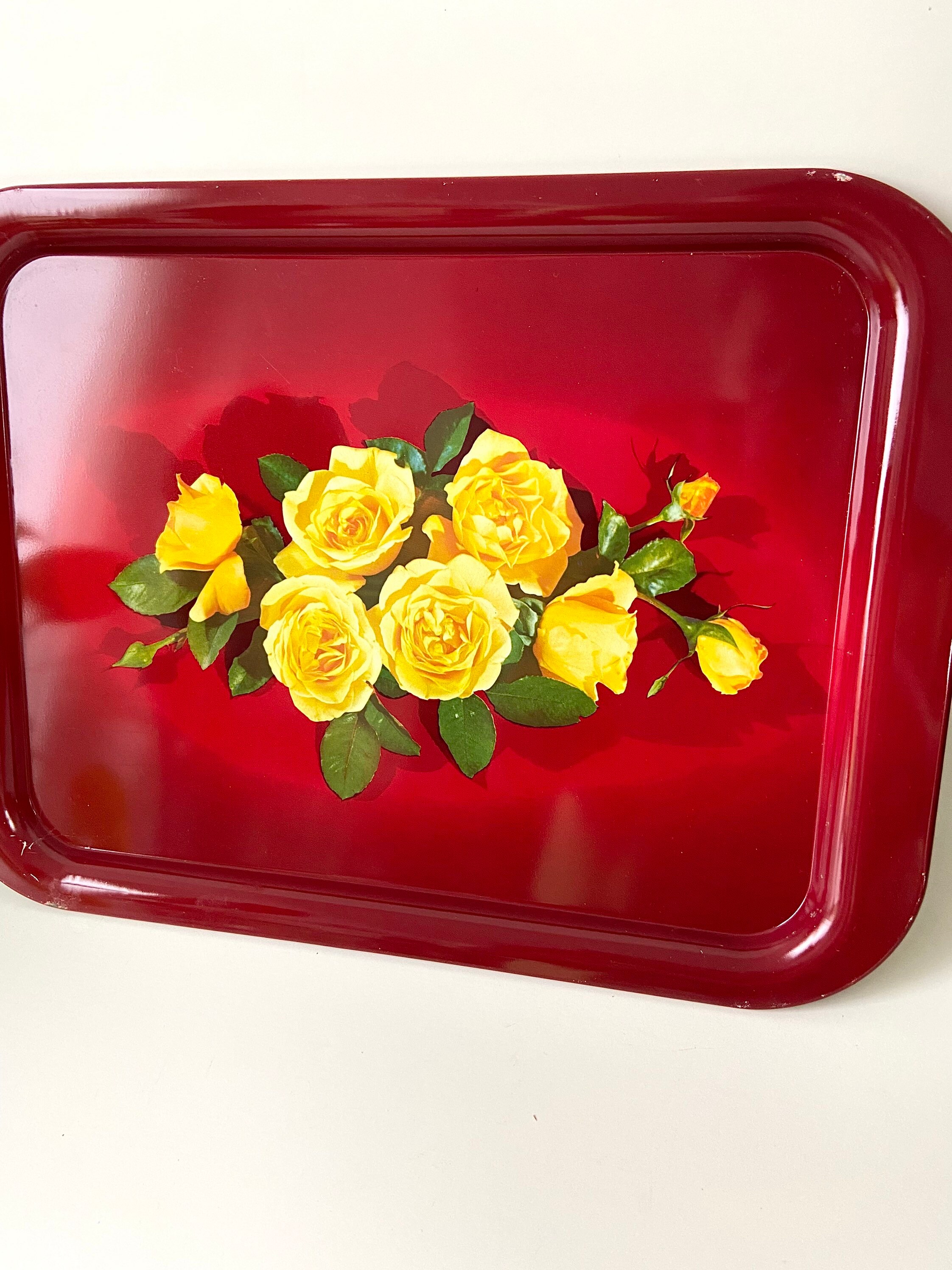 Vintage Metal Serving Tray/ Vintage Floral Tray/ Vintage Tray Etsy