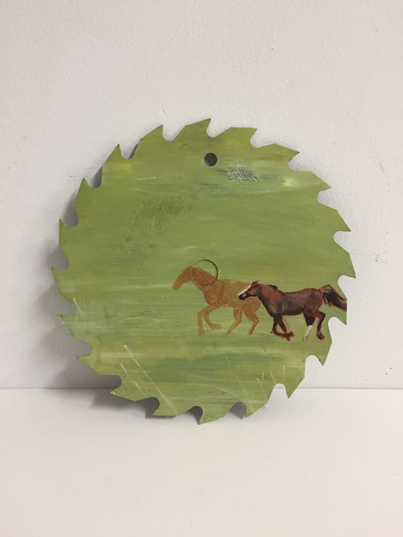 Vintage Saw Blade Art/ Vintage Saw Blade Painting/ Vintage Horse Art