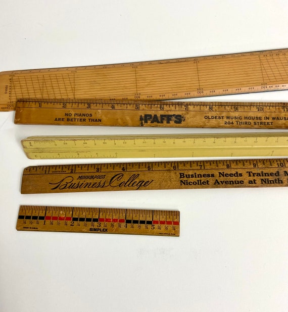 Vintage Wooden Rulers and Wooden Architects Scale/ Vintage Wood  Ruler/vintage Office/ Vintage School Supplies/ Vintage Advertising Rulers 