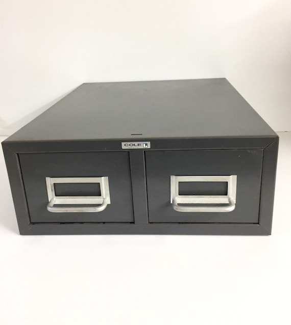 Vintage Two Drawer Card File Metal Card File Drawers Vintage Etsy
