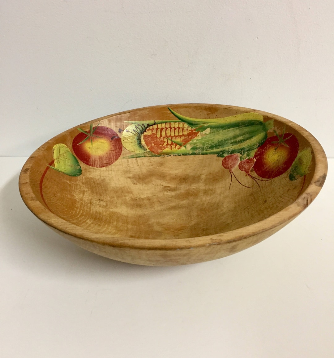 Vintage Rustic Munising Bowl/vintage Painted Wooden Bowl/ Etsy