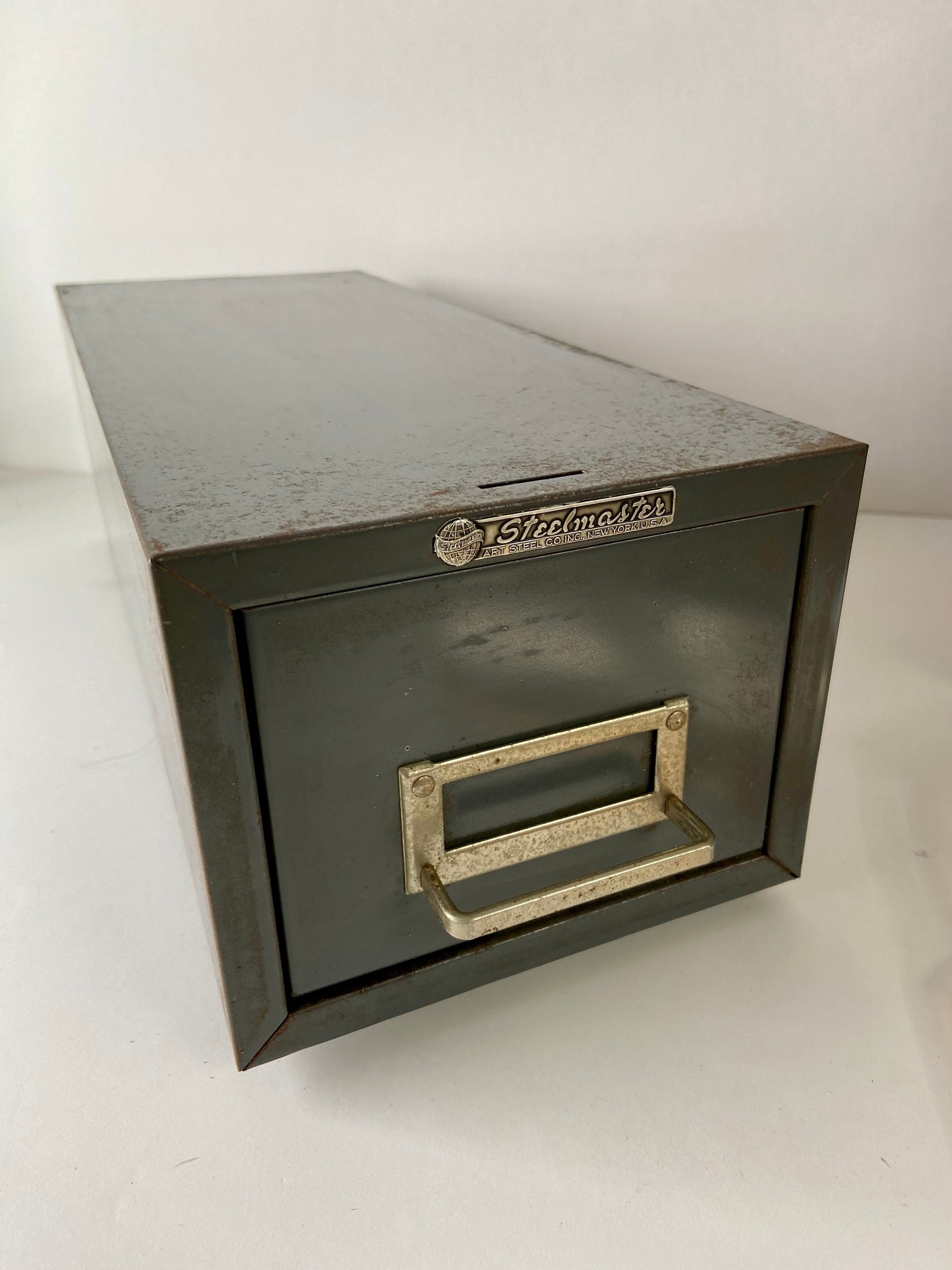 Vintage Card File Drawer/ Steelmaster Metal Card File Drawer/ Etsy