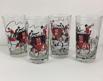 Vintage Barware/ Vintage Drinking Glasses / Decorative Drinking Glasses/ Vintage Highball Tumblers/ Highball glasses/Vintage Bar Decor/