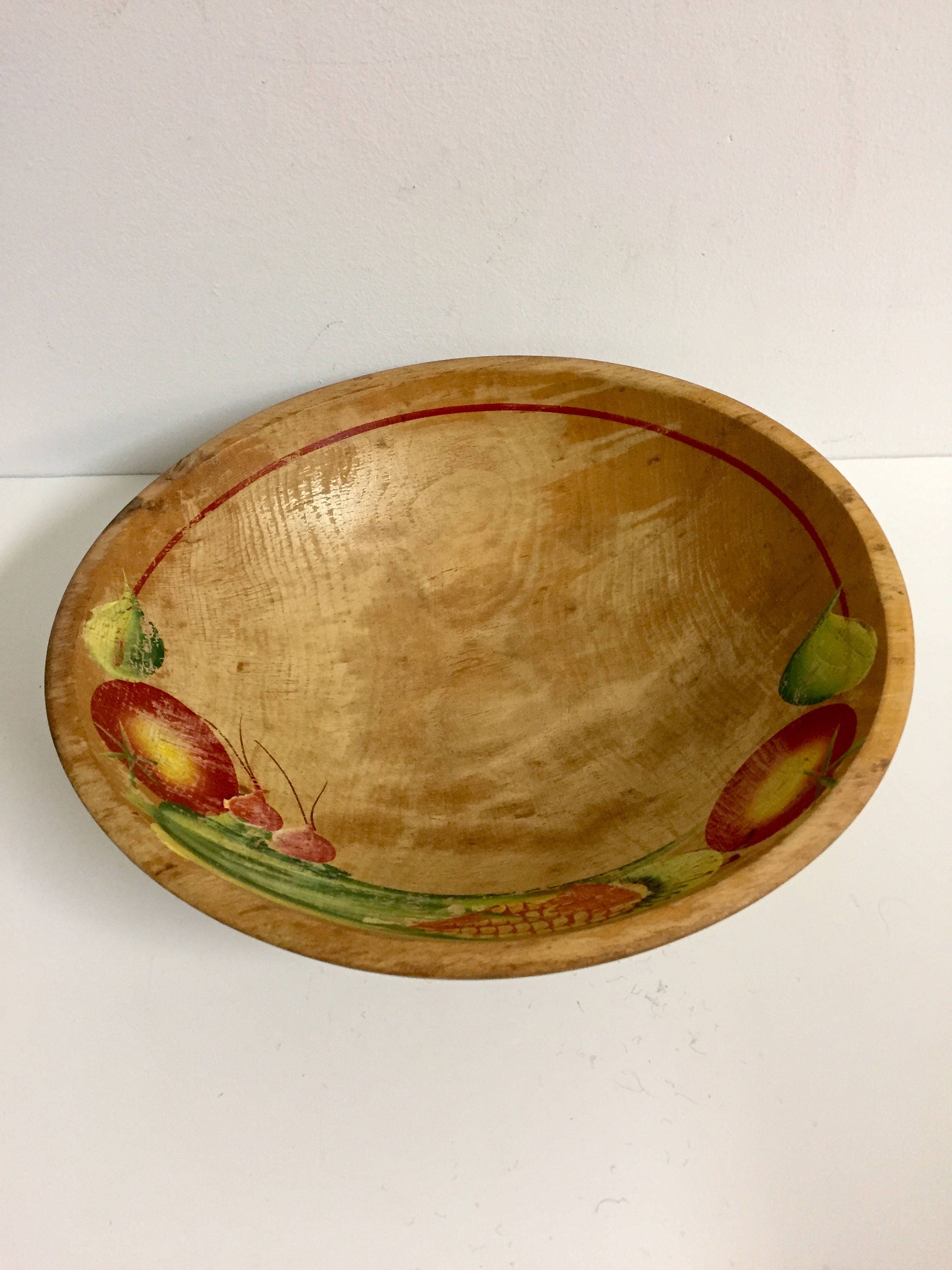 Vintage Rustic Munising Bowl/vintage Painted Wooden Bowl/ Etsy