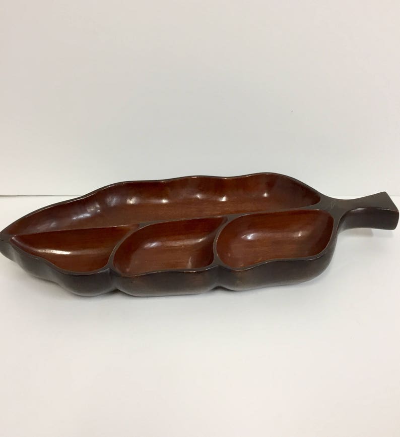 Vintage Wood Leaf Tray/ Vintage Wood Leaf Serving Dish/ Etsy