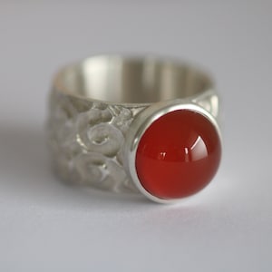 Unique sterling silver ring &quot;Blickfang 7&quot; by Frank Schwope, carnelian, unique jewellery, precious stone, unique jewellery, orange