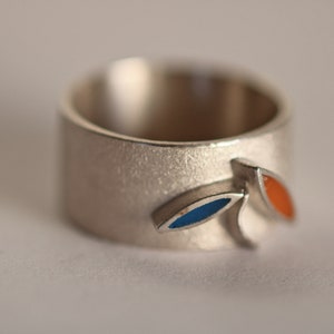Frank Schwope によるソリッド 925 シルバーの花のリング、リング、花、金細工師の作品、ユニークなジュエリー、ユニークなジュエリー、金細工師、シルバー