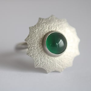 Ring with green agate in solid silver by Frank Schwope, agate, gold work, ring