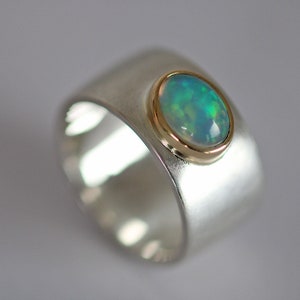 Unique sterling silver ring "Blickfang 19" by Frank Schwope, opal, gold, silver, uniact, blue, Schwope, unique jewellery