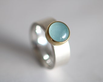 Unique sterling silver ring "Blickfang 24" by Frank Schwope, unique jewellery, unique piece, goldsmith work, ring, aquamarine, gold, jewellery